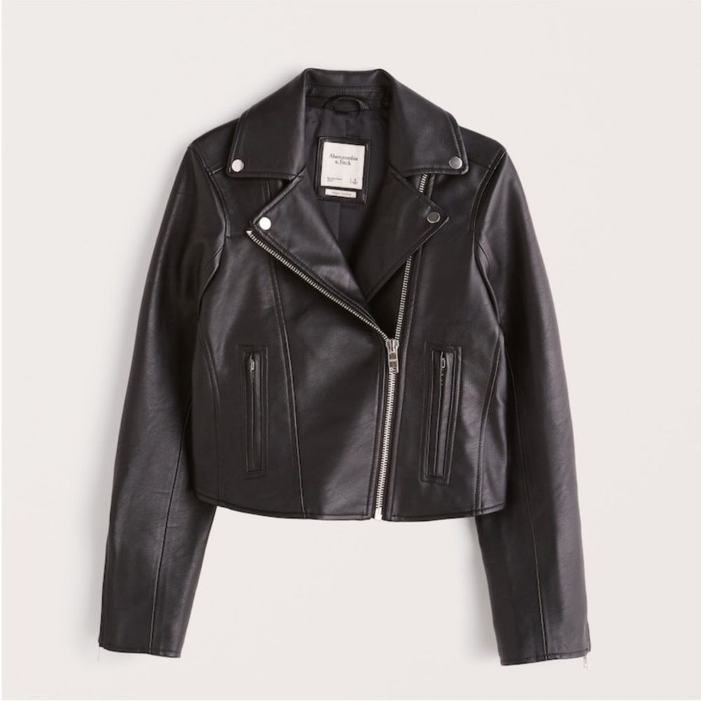 Abercrombie & Fitch Vegan Leather Moto Jacket XS - Picture 5 of 11